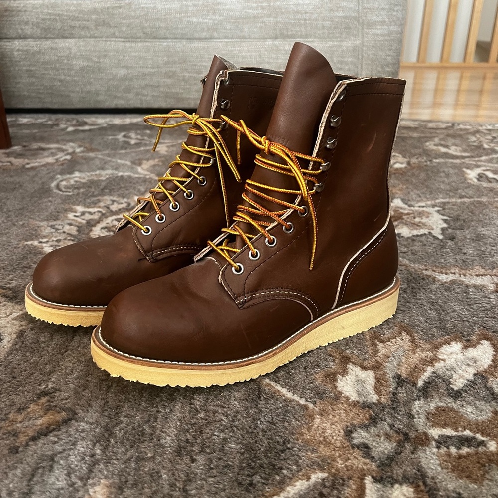 Red Wing Vintage  **never worn** 1990’s Steel Toe Work Boots size 8 1/2 E